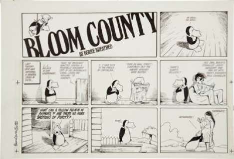 Berkeley Breathed Bloom County Sunday Comic Strip Original Art dated 4-26-87 (Washington Post Writers -