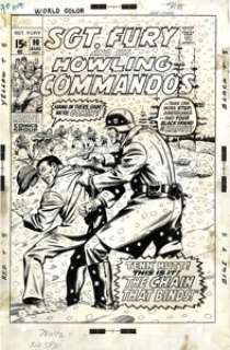 Dick Ayers and Syd Shores Sgt. Fury #90 Cover Original Art (Marvel, 1971). Gabe Jones is under the gun, but - | Heritage