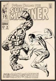 John Buscema and Dan Adkins Sub-Mariner #8 Sub-Mariner vs. the Thing Cover Original Art (Marvel, 1968). It’s a - | Heritage