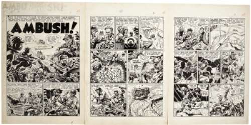Jack Davis and Harvey Kurtzman Two-Fisted Tales #21 Complete 8-page Story "Ambush" Original Art (EC, -