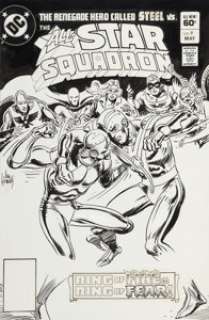Joe Kubert All-Star Squadron #9 Cover Original Art (DC, 1982). Robotman and Steel are locked in battle in this -