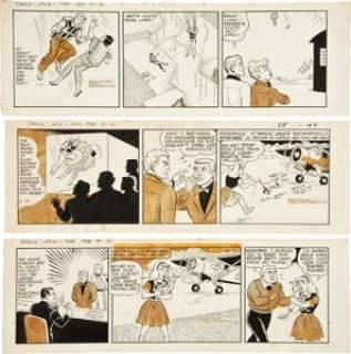 Zack Mosley Smilin‘ Jack "Death of Keewee/Bat-Wing Murder Trial" Daily Comic Strip Original Art Group -