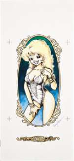 Larry Welz Cherry #21 Back Cover Original Art (Cherry Comics, 1999). That wide-eyed sweetie, Cherry Poptart, sure -