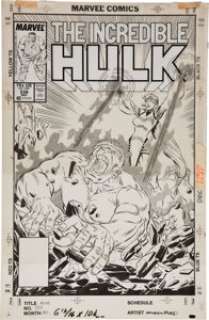Steve Geiger and Bob McLeod Incredible Hulk #338 Cover Original Art (Marvel, 1987). Mysterious alien woman, Mercy, -