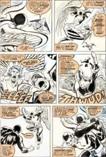 Bob Brown and Tom Sutton X-Men #106 Page 16 Original Art (Marvel, 1977). The Banshee, the Angel, and Cyclops slug -