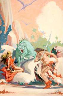 Roy Krenkel Planet of Peril Preliminary Paperback Cover Painting Original Art (Ace, 1963). A disciple of J. Allen -