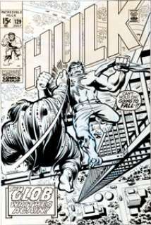 Herb Trimpe The Incredible Hulk #129 The Glob Cover Original Art (Marvel, 1970). Before there was Man-Thing (or - | Heritage
