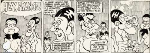 Skip Williamson Snappy Sammy Smoot "Hey France" Unpublished Comic Strip Original Art (1972). While -