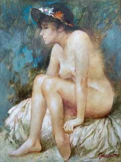 Carlo Jacono | Nudi d’Autore - Carlo Jacono - dipinto di nudo femminile seduta - (1975) | Catawiki