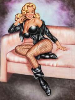 Terry Twigg - Black Canary Illustration Original Art (1995). Decked out in black leather and fishnet stockings, -