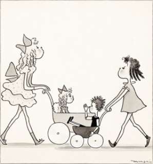 Marge Buell Little Lulu Comic Gag Panel Original Art (Saturday Evening Post, c. 1940s). An early Little -