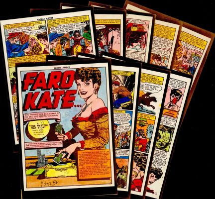 Ingels - FARO KATE, SADDLE JUSTICE #8, Complete 9 Page Silver Printed Color Guide ( 1949) | Russ Cochran