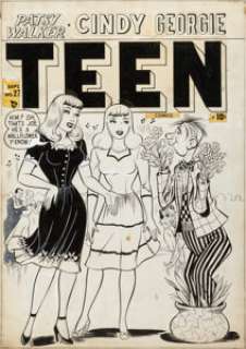 Ken Bald Teen Comics #27 Cover Original Art (Timely, 1948). Any Timely cover from this era is an incredible -