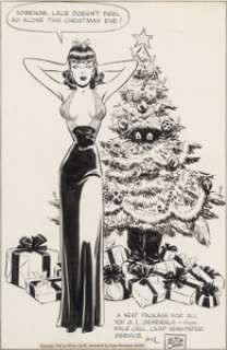 Milton Caniff Male Call Christmas Lace Illustration Original Art (Camp Newspaper Service, 1943). A wonderful -