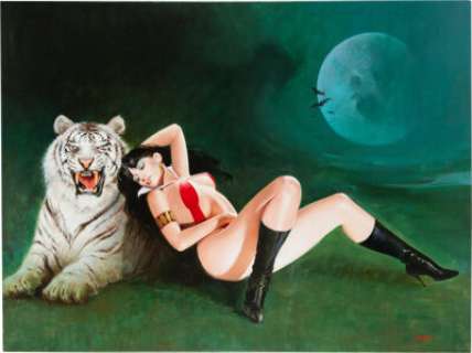 Enric (Enrique Torres-Prat) - Vampirella and White Tiger Painting Original Art (undated)....