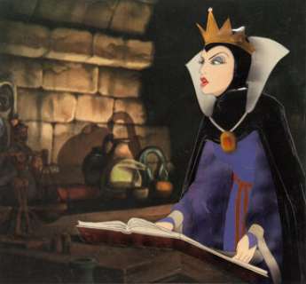 Snow White and the Seven Dwarfs Evil Queen Production Cel Courvoisier Setup and Walt Disney Autograph (Walt - | Heritage