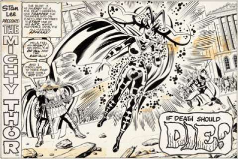Dave Hunt Super Spider-Man #188 Splash Page 1 Thor and Hela Original Art (Marvel UK, 1976)....