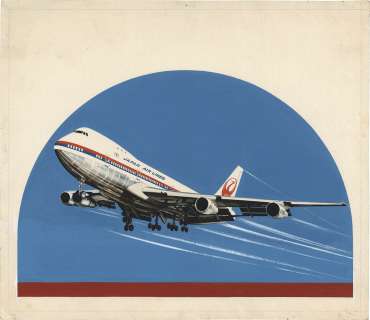 Masaaki Motozawa Hand-Drawn Color Illustration "Boeing 747" | Mandarake (Big Web)