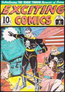 Sheldon Moldoff Exciting Comics #9 Cover Recreation Black Terror Original Art (c. 2000s)....