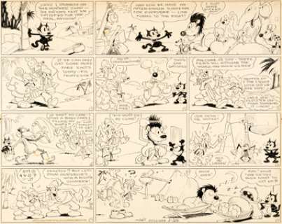 Otto Messmer (as Pat Sullivan) Felix the Cat Sunday Comic Strip Original Art dated 1-24-32 (Newspaper Feature Synd...