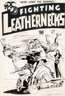 Alex Kotzky Fighting Leathernecks #1 Cover Original Art (Toby, 1952). A great pre-Code War comic cover -