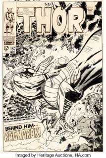 Jack Kirby and Vince Colletta Thor #157 Cover Original Art (Marvel, 1968). A true Marvel Silver Age -
