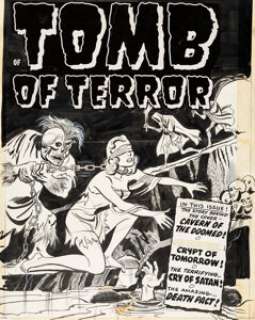Al Avison Tomb of Terror #3 Cover Original Art (Harvey, 1952). There is certainly a lot going on with this -