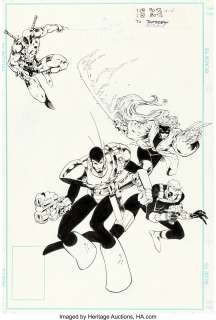 Joe Madureira and Mark Farmer - Deadpool: The Circle Chase #3 Cover Original Art (Marvel,1993).