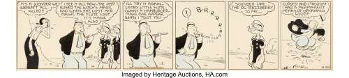 E. C. Segar - Thimble Theatre starring Popeye Daily Comic Strip Original Art dated 3-25-37 (King Features Syndicate,...