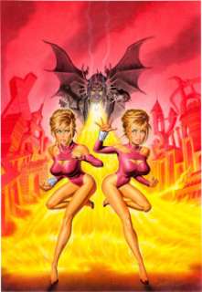 Fastner, Steve - Steve Fastner and Rich Larson The Barbi Twins Adventures #1 Cover Original Art (Topps, 1995)....