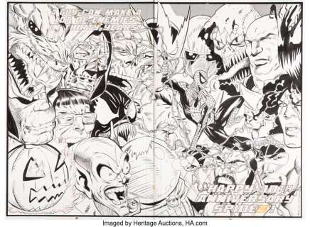 Palmiotti, Jimmy - Frank Travellin and Jimmy Palmiotti Marvel Tales #265 Double-Page Pin-Up Original Art (Marvel, 1992)....
