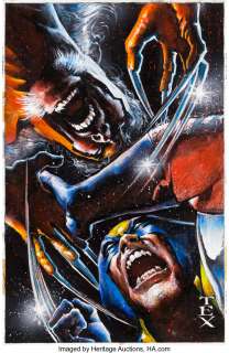 Texeira, Mark - Mark Texeira Sabretooth #3 Cover Painting Wolverine Original Art (Marvel, 1993)....