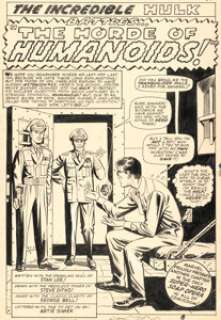 Ditko, Steve - Steve Ditko and George Roussos (as George Bell) Tales To Astonish #64 Hulk Story Splash Page 1 Original Art (Marve...