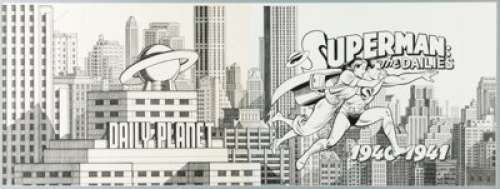 Peter Poplaski - Superman: The Dailies 1940-1941 Trade Paperback Wraparound Cover Original Art (DC, 1990).