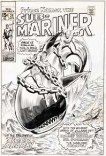 John Buscema and Frank Giacoia Sub-Mariner #24 Cover Original Art (Marvel, 1970).