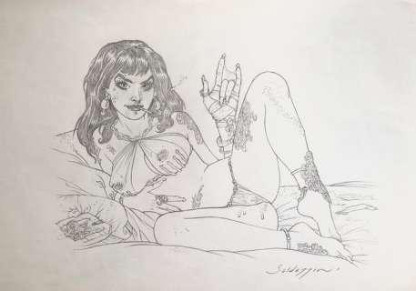 Roberto Baldazzini | Roberto Baldazzini - Illustrazione originale a matita “Scar Girl” | Catawiki