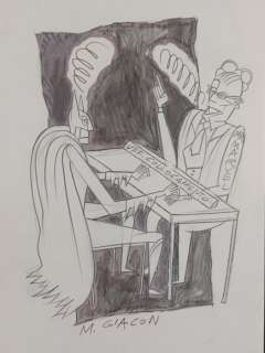 Giacon, Massimo | Giacon, Massimo - Illustrazione Originale "Batman & Mister Marvel" - Firmata | Catawiki