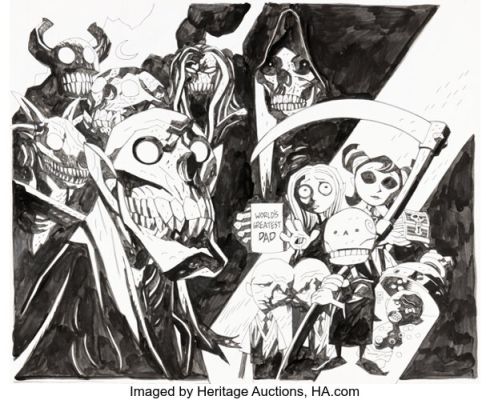 Mike Mignola Death Jr. Trade Paperback Wraparound Cover Original Art (Image, 2005). | Heritage