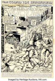 Barry Smith and Dan Adkins Conan the Barbarian #23 Splash Page 1 Original Art (Marvel, 1973). | Heritage