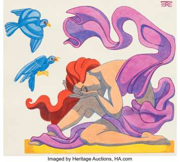 Hannes Bok - Blue Birds Painting Original Art (undated). | Heritage