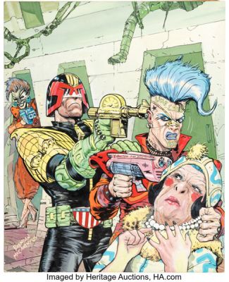Brendan McCarthy Judge Dredd #10 Cover Original Art (Titan Books, 1983). | Heritage