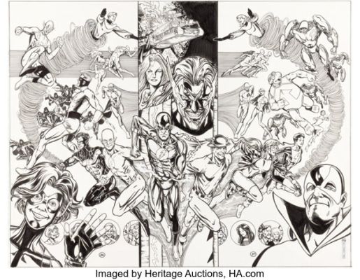 Phil Jimenez Speed Force #1 Double Page Illustration Original Art (DC, 1997).
