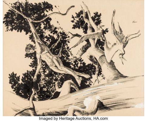 Reed Crandall Tarzan and the Madman Book Illustration Original Art (Canaveral Press, 1964). | Heritage