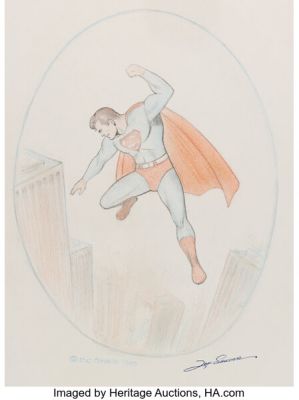 Joe Shuster Superman #1 Cover Re-Creation Illustration Original Art (1982). | Heritage