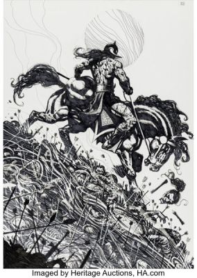 Liam Sharp Death Dealer #2 Splash Page 32 Original Art (Verotik, 1996).