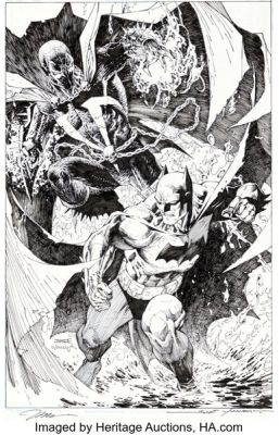 Jim Lee and Scott Williams Batman/Spawn Cover #1 Incentive Cover Original Art (DC/Image, 2003). | Heritage