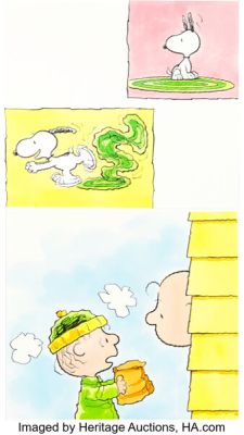 Peanuts It’s Christmas Time Again, Charlie Brown Storybook Illustrations for Pages 7 & 8 Original Art Group of 2 (c. 1992). (Total: 2 Items) | Heritage
