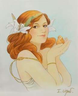 Liman, Ingrid - 1 Original colour drawing - Illustration à la feuille d’or - 2016 | Catawiki