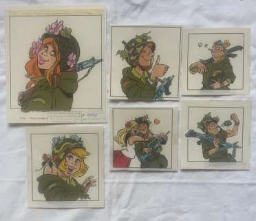 Mazel, Luc - 1 Dessin original + 6 mise en couleur originale - Militaria , la fleur au fusil | Catawiki