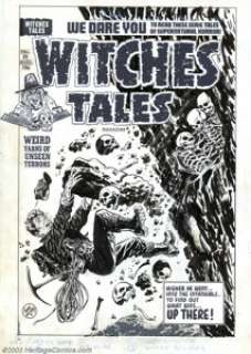 Lee Elias - Original Cover Art for Witches Tales #26 (Harvey, 1954). A mountaineer’s horror scales new heights - | Heritage